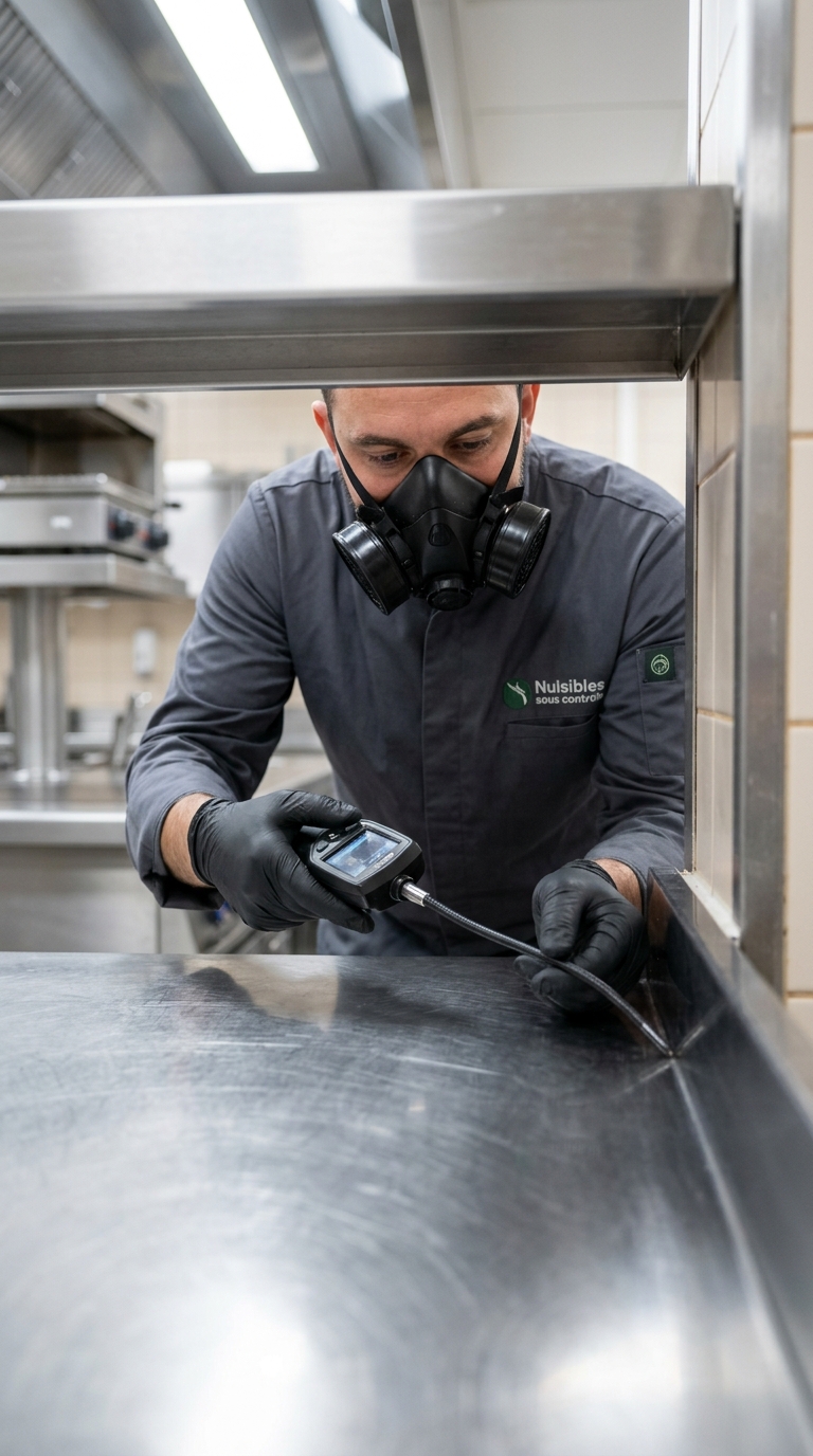 Plaagdierbestrijder in professionele keuken